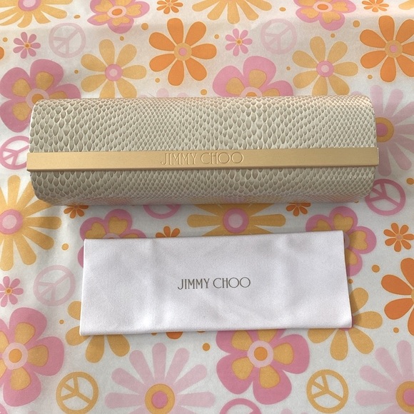 NEW Jimmy Choo Lightweight Faux Snake Skin Eyeglass Case +Branded Cleaning Cloth - Picture 2 of 14